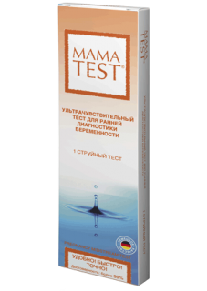 Тест на определение беременности MAMA TEST (одношаговый тест мочи на ХГЧ 20 мМЕ/мл), 1 тест- полоска